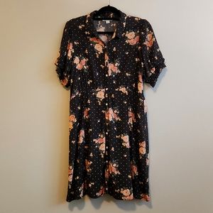 American Eagle Outfitters Black Floral Button Down Dress